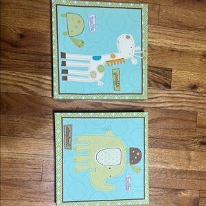 Summer Fridays Whimsical Bird Art Green and Blue